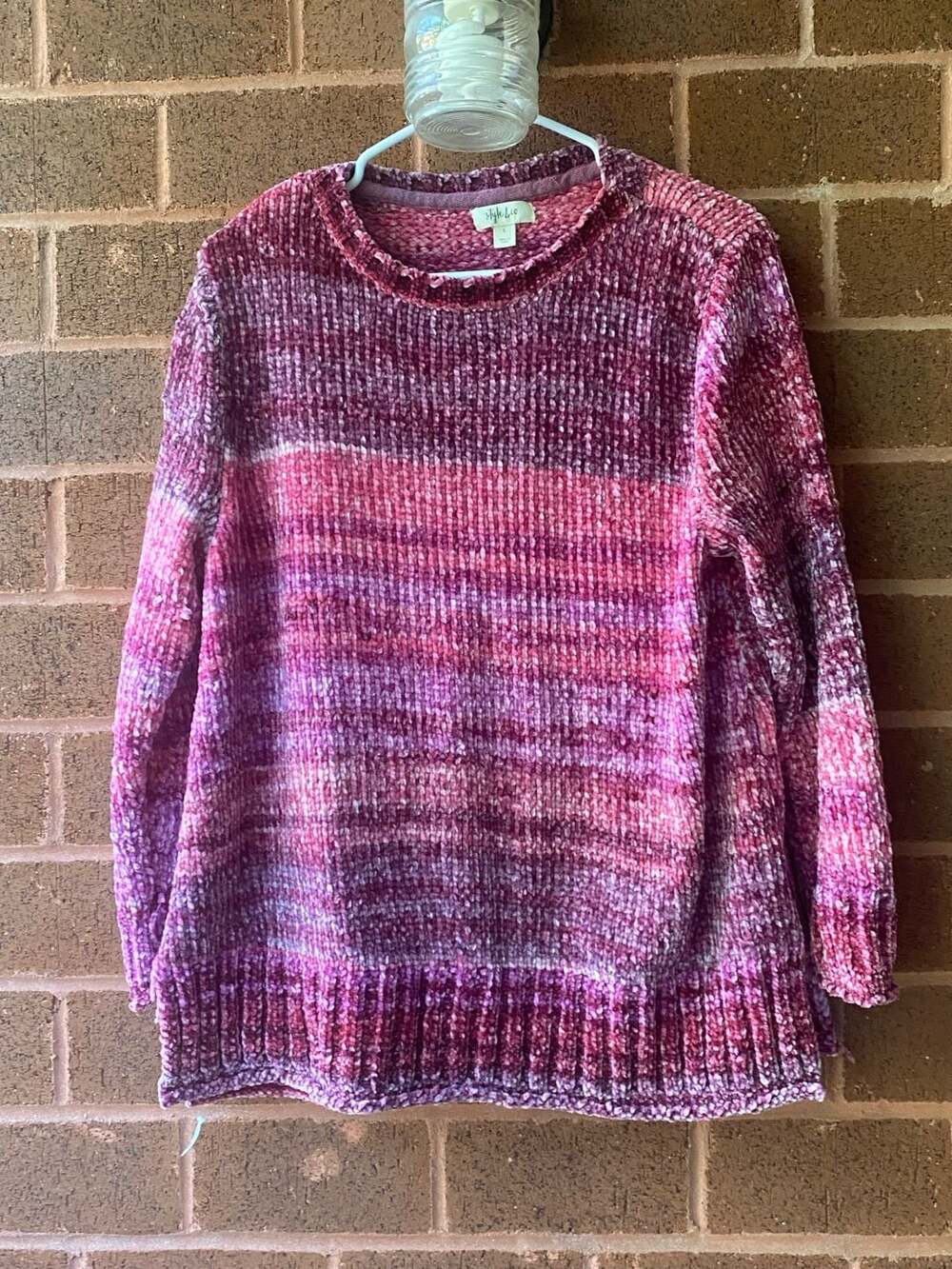Style & Co. Women's Pink and Purple Ombre Chenille Knit Pullover Sweater